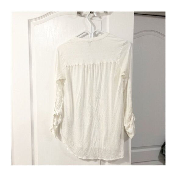 Aritzia Babaton Julien Shirt Blouse Top Rolled Sleeve White Neutral Size XS - Picture 5 of 10